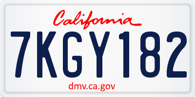 CA license plate 7KGY182