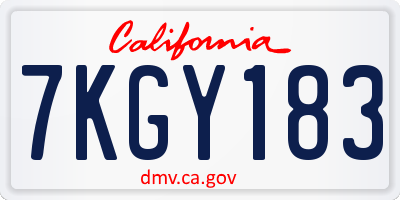 CA license plate 7KGY183