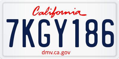 CA license plate 7KGY186