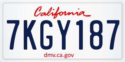 CA license plate 7KGY187