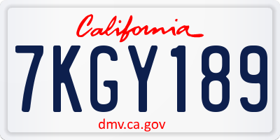 CA license plate 7KGY189