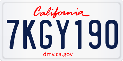 CA license plate 7KGY190