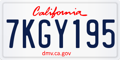 CA license plate 7KGY195