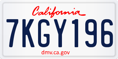 CA license plate 7KGY196