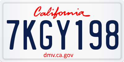 CA license plate 7KGY198