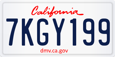 CA license plate 7KGY199