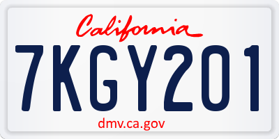 CA license plate 7KGY201