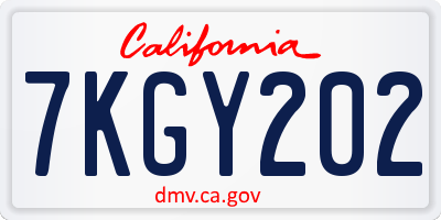 CA license plate 7KGY202