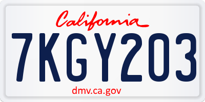 CA license plate 7KGY203