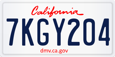 CA license plate 7KGY204