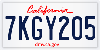 CA license plate 7KGY205