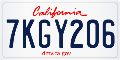 CA license plate 7KGY206
