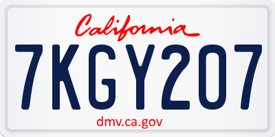 CA license plate 7KGY207