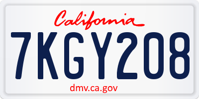CA license plate 7KGY208