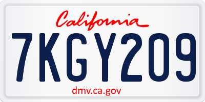 CA license plate 7KGY209