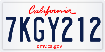 CA license plate 7KGY212
