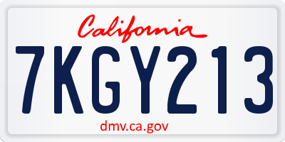 CA license plate 7KGY213