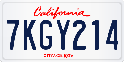 CA license plate 7KGY214