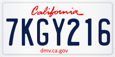 CA license plate 7KGY216