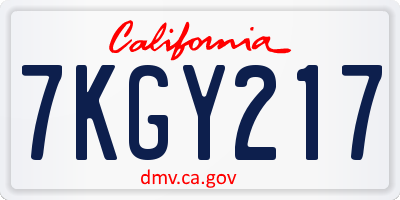CA license plate 7KGY217