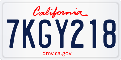 CA license plate 7KGY218