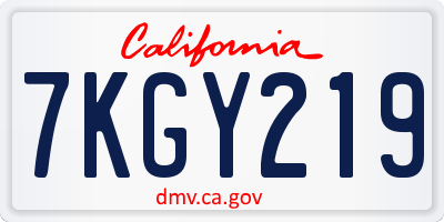 CA license plate 7KGY219