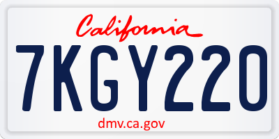 CA license plate 7KGY220