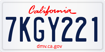 CA license plate 7KGY221