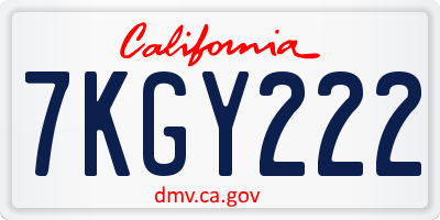 CA license plate 7KGY222