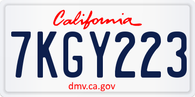 CA license plate 7KGY223