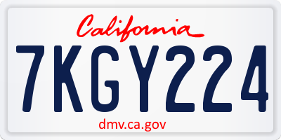 CA license plate 7KGY224
