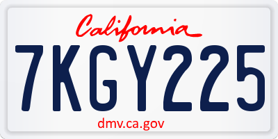 CA license plate 7KGY225