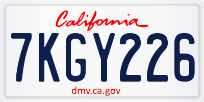 CA license plate 7KGY226