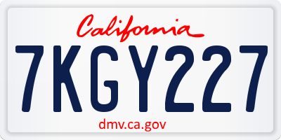 CA license plate 7KGY227