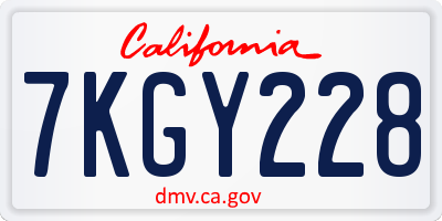 CA license plate 7KGY228