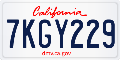 CA license plate 7KGY229