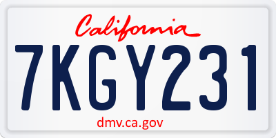 CA license plate 7KGY231