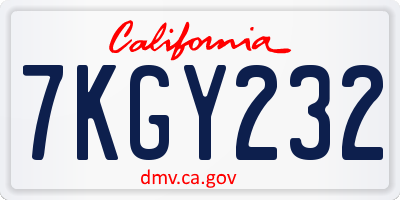 CA license plate 7KGY232