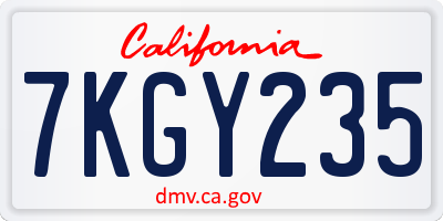 CA license plate 7KGY235