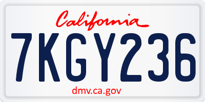 CA license plate 7KGY236