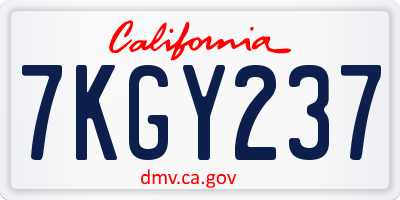 CA license plate 7KGY237
