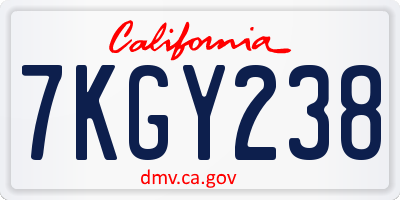 CA license plate 7KGY238
