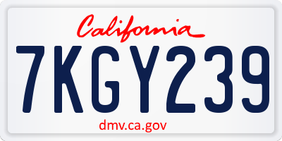 CA license plate 7KGY239