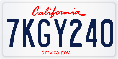 CA license plate 7KGY240