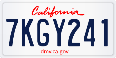 CA license plate 7KGY241