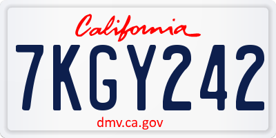 CA license plate 7KGY242