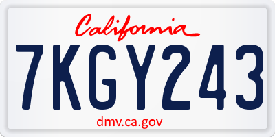 CA license plate 7KGY243