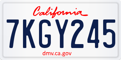 CA license plate 7KGY245