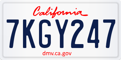 CA license plate 7KGY247