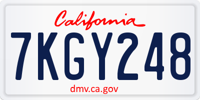 CA license plate 7KGY248